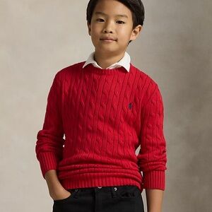 Polo by Ralph Lauren Red Cable-Knit Sweater